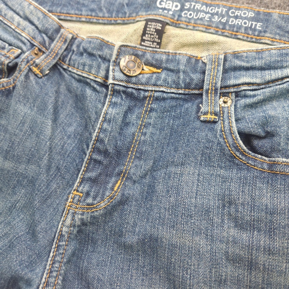 Gap Straight Crop Jeans Womens 12 Blue Cotton Denim Casual Mid Rise Cuffed 1969